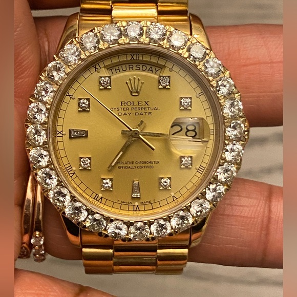 ROLEX DAY-DATE Presidential 36MM GOLD 18k Yellow Gold Round Diamond & Baguette - Picture 2 of 8